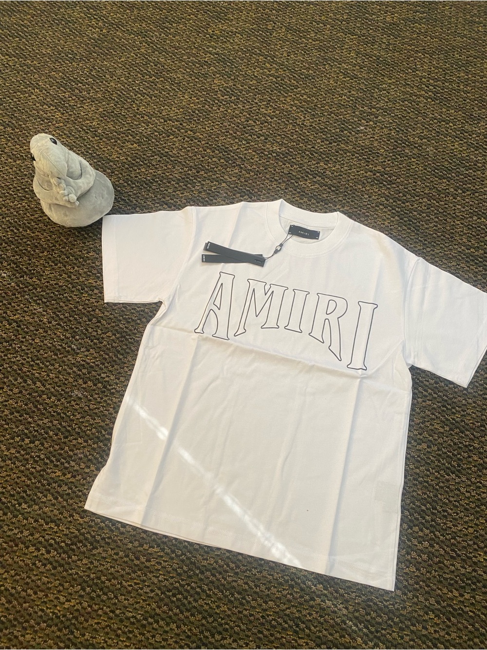 AMIRI White Kids Logo Tee with Black Outline